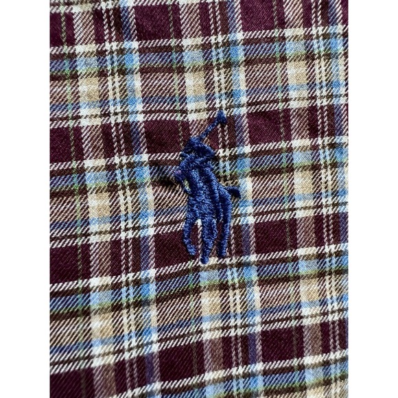 Ralph Lauren Large Brown/Blue Plaid Long Sleeve Pony Button Down Dress Shirt - Picture 3 of 8